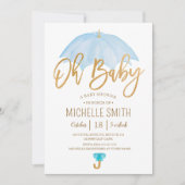 Blauwe Paraplu van Love Sprinkle Baby shower Kaart (Voorkant)