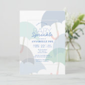 Blauwe Paraplu's Jongen Baby Sprinkle Shower Kaart (Staand voorkant)