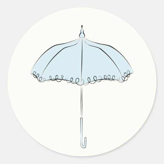Blauwe parasol ronde sticker (Voorkant)