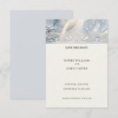 Blauwe Parel Art Deco Save The Date Kaart (Voorkant / Achterkant)