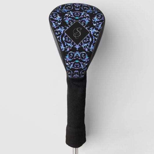 Blauwe parel patroon monogram golfheadcover (Voorkant)