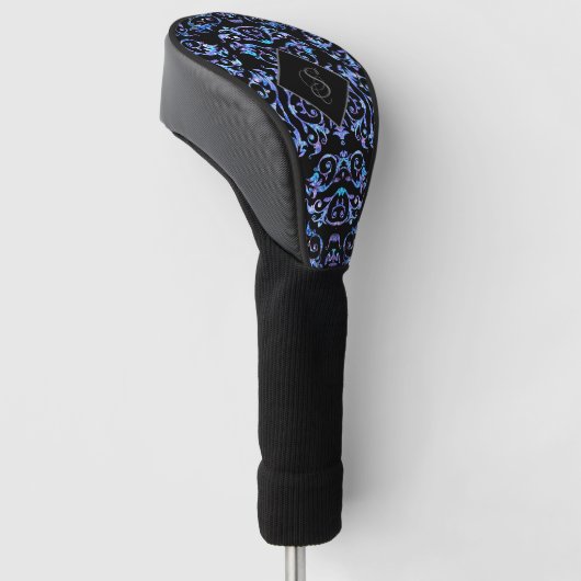 Blauwe parel patroon monogram golfheadcover (Schuin)