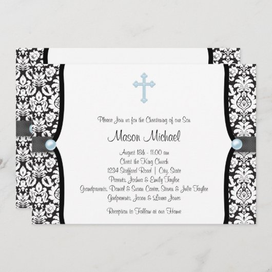 Blauwe parelbruine Zwarte Damaskast Kaart (Voorkant / Achterkant)