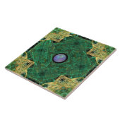 Blauwe parelgroene patroonkeramische tegel tegeltje (Zijkant)