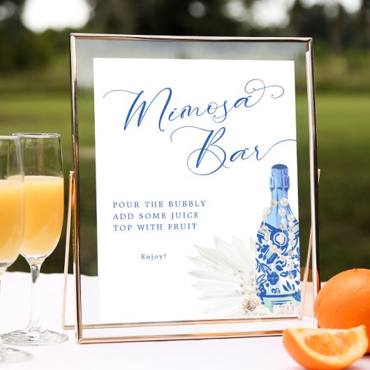 Blauwe Parels en Prosecco Mimosa Bar Teken Poster