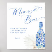 Blauwe Parels en Prosecco Mimosa Bar Teken Poster (Voorkant)