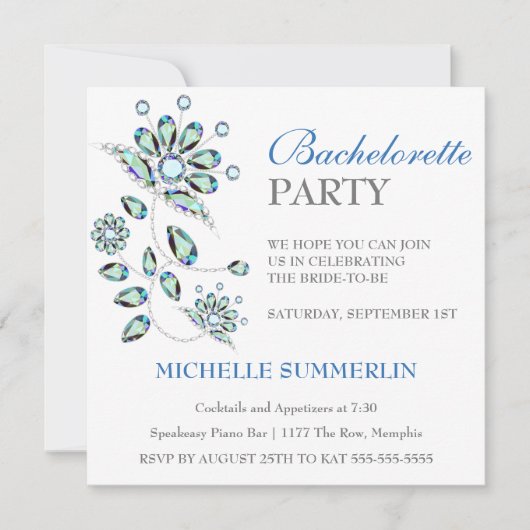 Blauwe Pareltjes Floral Bachelorette Kaart (Voorkant)