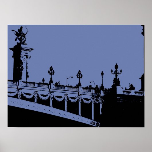 Blauwe Parijse Brug Poster (Voorkant)