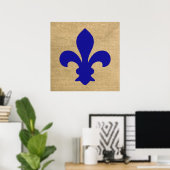 Blauwe Parijse Stemmingen Fleur de Lys Poster (Thuiskantoor)