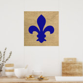 Blauwe Parijse Stemmingen Fleur de Lys Poster (Keuken)
