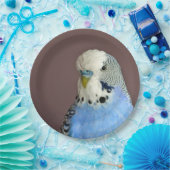  blauwe parkiet foto papieren bordje (Feest)