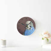  blauwe parkiet foto ronde klok (Huis)