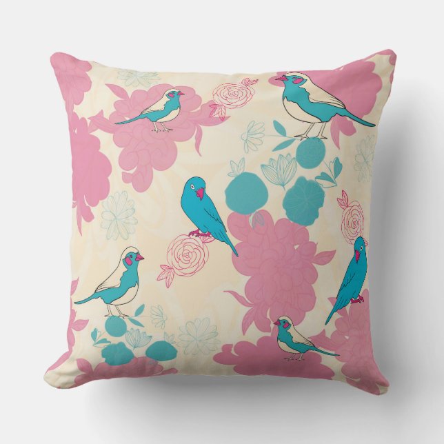 Blauwe parkiet kussen (Voorkant)