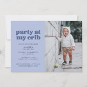 Blauwe Partij bij Mijn Wieg 1e verjaardag Kaart (Voorkant)