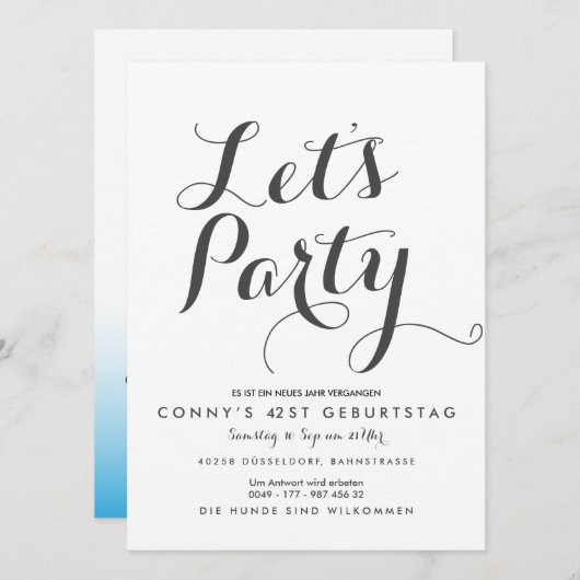 Blauwe Partij Kaart (Voorkant / Achterkant)