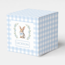 Blauwe Pasen bunny baby jongen douche cadeau gunst Bedankdoosjes