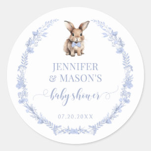 Blauwe Pasen konijn baby jongen shower stickers