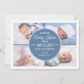 Blauwe pasgeboren jongen foto collage geboorte aan (Voorkant)