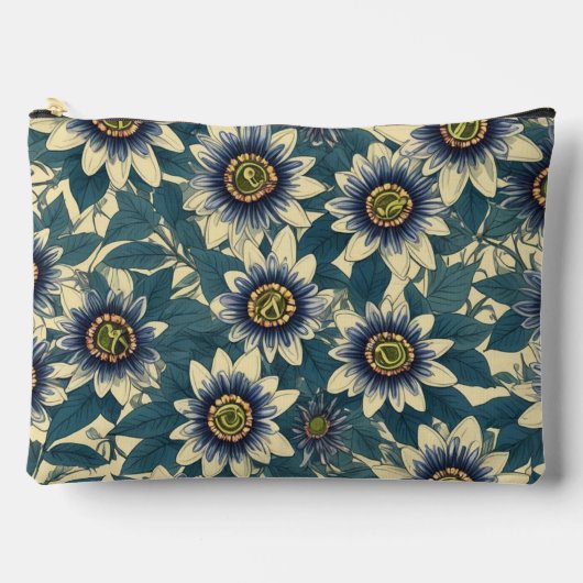 Blauwe Passie Bloem patroon Etui (Voorkant)