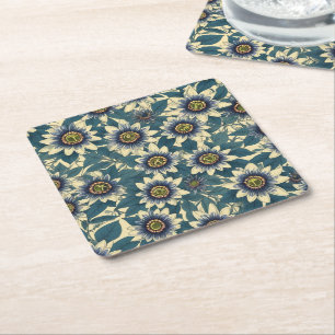 Blauwe Passie Bloem patroon Kartonnen Onderzetters