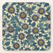 Blauwe Passie Bloem patroon Kartonnen Onderzetters (Voorkant)