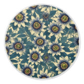 Blauwe Passie Bloem patroon Keramische Knop (Voorkant)