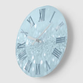 Blauwe pasta Glitter Gray Metal Roman Numbers Grote Klok (Hoek)