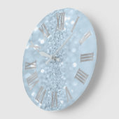 Blauwe pasta Glitter Gray Metal Roman Numbers Grote Klok (Hoek)