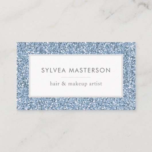 Blauwe pasta Glitter Moderne Minimale Visitekaartje (Voorkant)