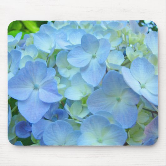 Blauwe pasta Hydrangea Flowers muismatten Floral (Voorkant)