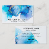 Blauwe pasta Waterverf Gold Flecks Visitekaartje (Voorkant / Achterkant)