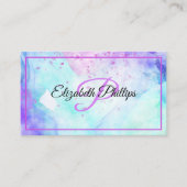 Blauwe pasta-Waterverven met monogram letter Visitekaartje (Voorkant)