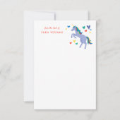 Blauwe pasteelregenboog Unicorn Kinder persoonlijk Bedankkaart (Voorkant)