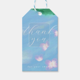 Blauwe Pastel Bedankt - Bloemige Oliekleur Gift Ta Cadeaulabel