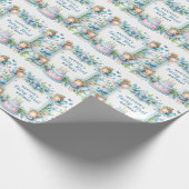 Blauwe Pastel Bloemenfee Eerste Verjaardag - Cadeaupapier (Hoek)