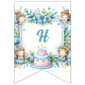 Blauwe Pastel Bloemenfee Eerste Verjaardag - Vlaggetjes (Tweede vlag)