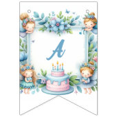 Blauwe Pastel Bloemenfee Eerste Verjaardag - Vlaggetjes (Derde vlag)