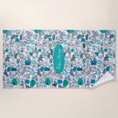 blauwe pastel borst strandlaken (Voorkant)