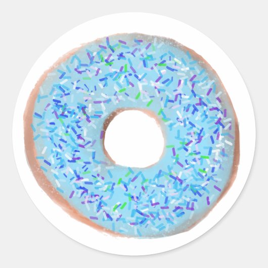 Blauwe pastel donut illustratie Sticker (Voorkant)