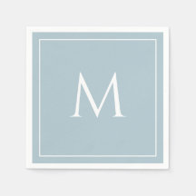 Blauwe pastel elegante monogram initiaal