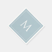 Blauwe pastel elegante monogram initiaal servet (Hoek)