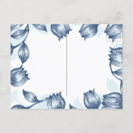 Blauwe pastel Elegantie: Tulp Silhouet Bloemen Pat Briefkaart