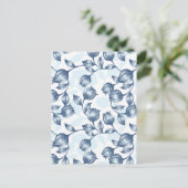 Blauwe pastel Elegantie: Tulp Silhouet Bloemen Pat Briefkaart (Staand voorkant)