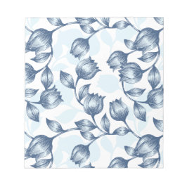 Blauwe pastel Elegantie: Tulp Silhouet Bloemen Pat Notitieblok