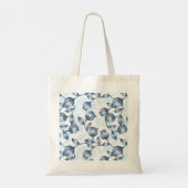 Blauwe pastel Elegantie: Tulp Silhouet Bloemen Pat Tote Bag (Achterkant)