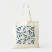 Blauwe pastel Elegantie: Tulp Silhouet Bloemen Pat Tote Bag (Voorkant)