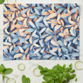 Blauwe pastel en perzikbladeren theedoek (Gevouwen)