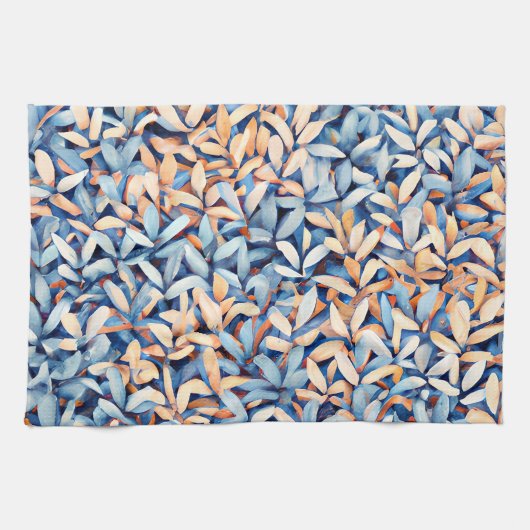 Blauwe pastel en perzikbladeren theedoek (Horizontaal)