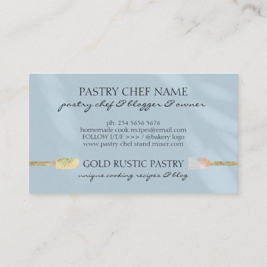 Blauwe pastel eucalyptus leaf spatel visitekaartje (Achterkant)