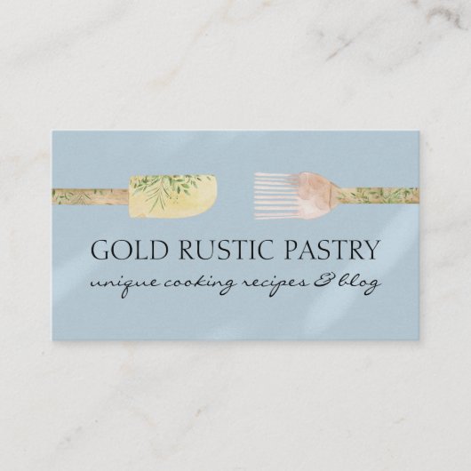 Blauwe pastel eucalyptus leaf spatel visitekaartje (Voorkant)